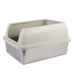 Go Fresh - Enclosed Stainless Steel Cat Litter Box Sand